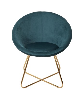 Fauteuil En Métal Et Velours Karl Bleu Canard Jusqu'à 80% De Réduction