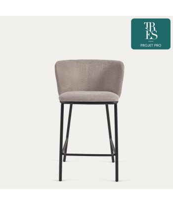 Tabouret Ciselia en chenille marron clair hauteur 65 cm les ctes