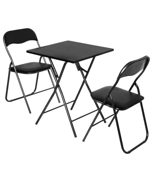 Ensemble Table pliante avec 2 chaises PVC Noire pour bénéficier 