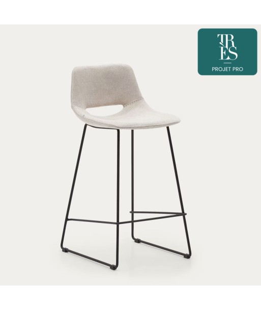 Tabouret Zahara beige et acier noir hauteur 65 cm JUSQU'A -70%! 