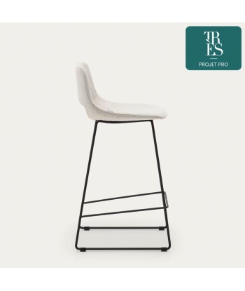 Tabouret Zahara beige et acier noir hauteur 65 cm JUSQU'A -70%! 