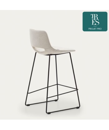 Tabouret Zahara beige et acier noir hauteur 65 cm JUSQU'A -70%! 