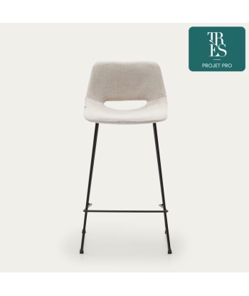 Tabouret Zahara beige et acier noir hauteur 65 cm JUSQU'A -70%! 