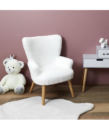 Fauteuil Helsinki Enfant Fourrure Blanc Paris Déstockage Promo