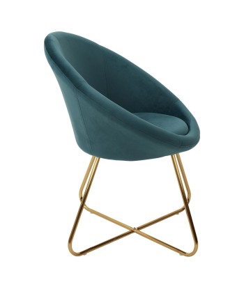 Fauteuil En Métal Et Velours Karl Bleu Canard Jusqu'à 80% De Réduction