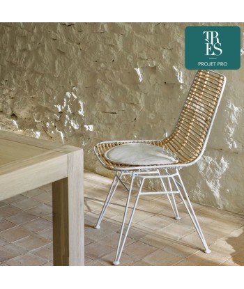 Chaise Tishana en rotin et acier blanc acheter en ligne