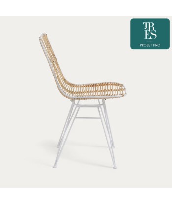 Chaise Tishana en rotin et acier blanc acheter en ligne