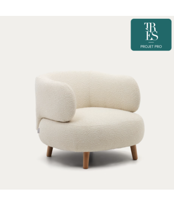 Fauteuil Luisa bouclette blanc avec pieds en bois de hêtre vente chaude votre 