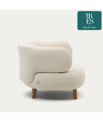 Fauteuil Luisa bouclette blanc avec pieds en bois de hêtre vente chaude votre 