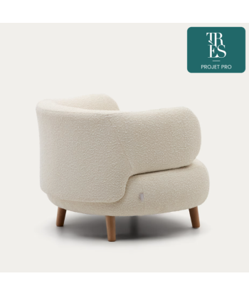 Fauteuil Luisa bouclette blanc avec pieds en bois de hêtre vente chaude votre 