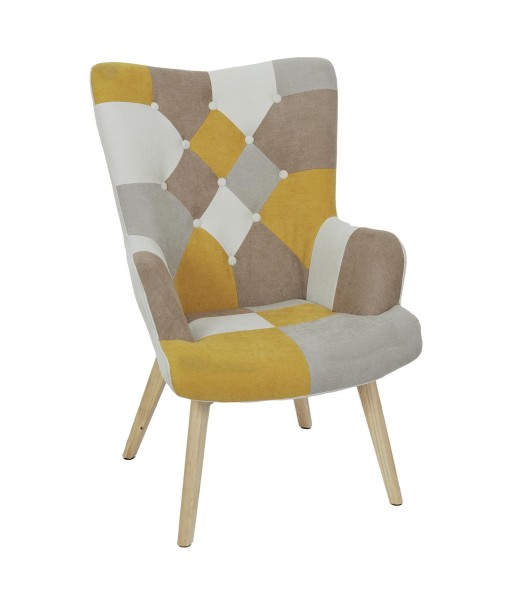 Fauteuil De Salon Helskini Patchwork Jaune pas cher