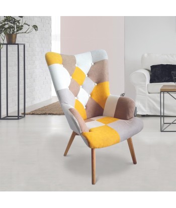 Fauteuil De Salon Helskini Patchwork Jaune pas cher