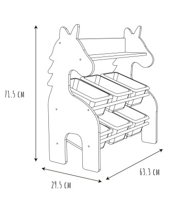 Meuble de rangement 6 bacs Licorne Rose 2 - 3 jours ouvrés.