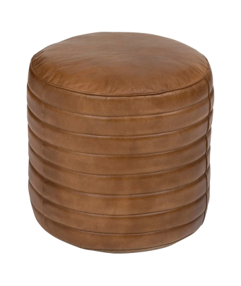 Pouf Gaj En Cuir Caramel Marron les muscles