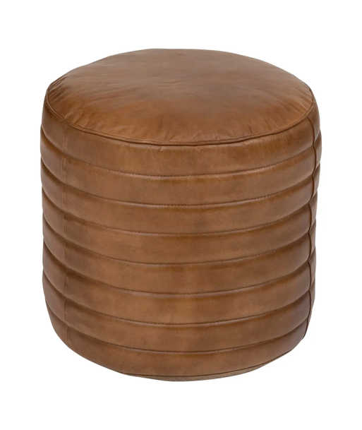 Pouf Gaj En Cuir Caramel Marron les muscles