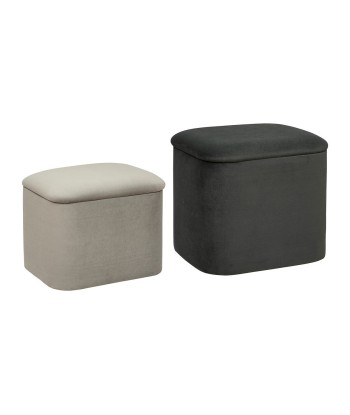 Lot de 2 poufs coffre Dani En Velours Gris store