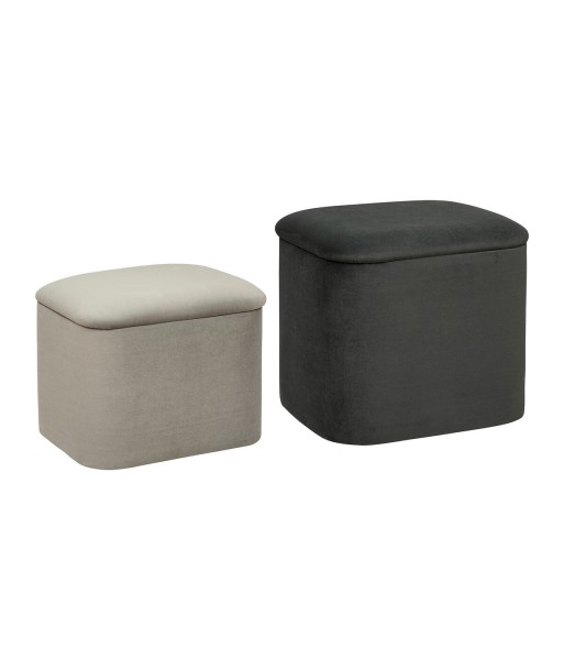 Lot de 2 poufs coffre Dani En Velours Gris store