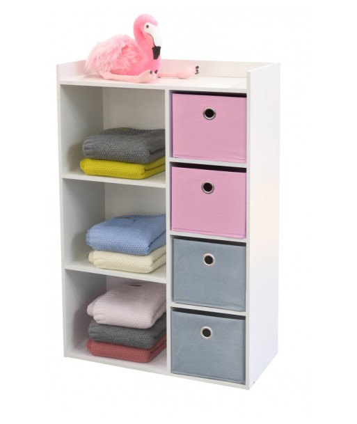 Meuble de rangement pour fille 3 niches + 4 tiroirs Rose et Gris livraison et retour toujours gratuits