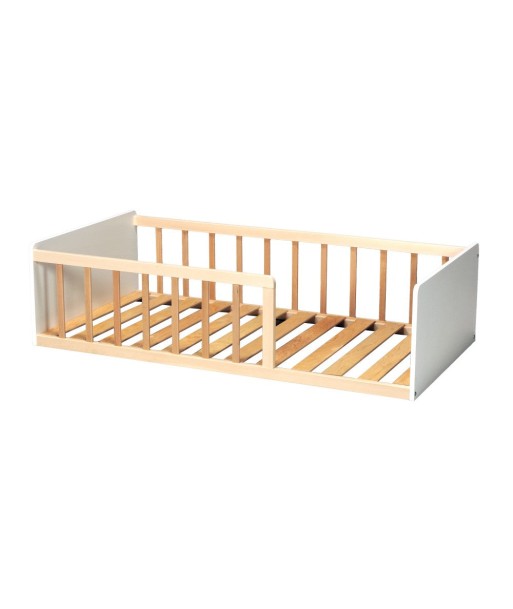 Lit enfant Pilou 70x140 avec sommier Blanc et Naturel Véritable concentré