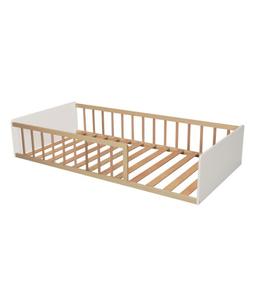 Lit enfant Pilou 90x190 avec sommier Blanc Et Naturel Les êtres humains sont 