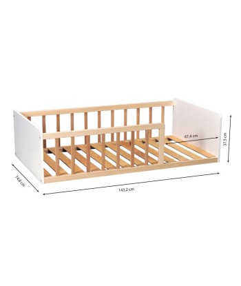 Lit enfant Pilou 70x140 avec sommier Blanc et Naturel Véritable concentré