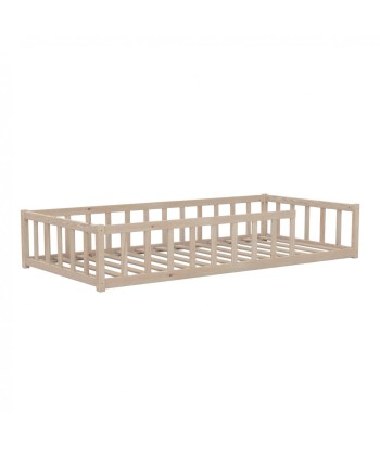 Lit enfant barrière Nino 90x190 avec sommier inclus Naturel à prix réduit toute l'année