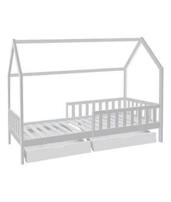 Lit cabane Pour Enfant Bosco 2 tiroirs 90x190 Blanc Pour