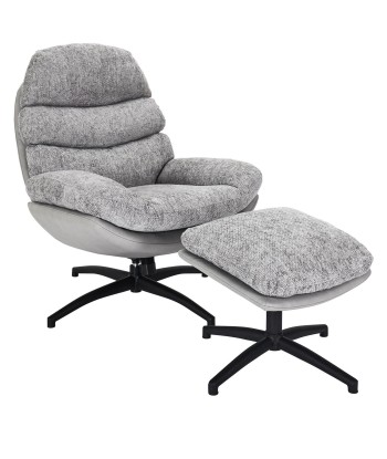 Fauteuil avec pouf Wiliam 99cm Gris online