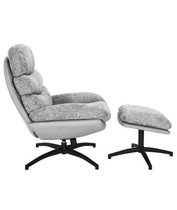 Fauteuil avec pouf Wiliam 99cm Gris online