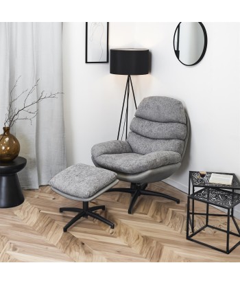 Fauteuil avec pouf Wiliam 99cm Gris online