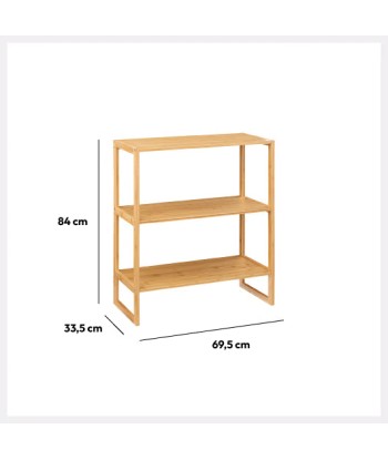 Étagère 2 Niveaux En Bambou Beige de pas cher