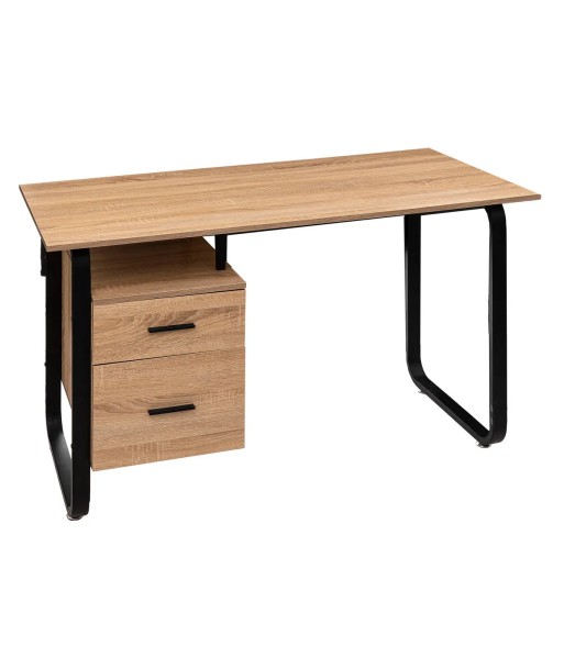 Bureau 2 Tiroirs Effet Bois Et Métal Véritable concentré