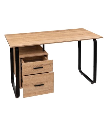 Bureau 2 Tiroirs Effet Bois Et Métal Véritable concentré