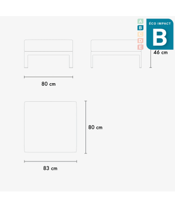 Ottoman repose-pied éco-conçu EASY, 83 x 80 cm une grave pollution 