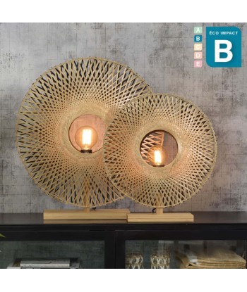 Lampe à poser Kalimantan en bambou, ⌀ 44 ou 60 cm ou a consommer sur place