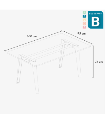 Table New Modern, 6 personnes, en plastique recyclé, Long. 160 cm français