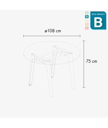 Table ronde New Modern 4 à 6 personnes, en plastique recyclé Ø 110 cm les ligaments