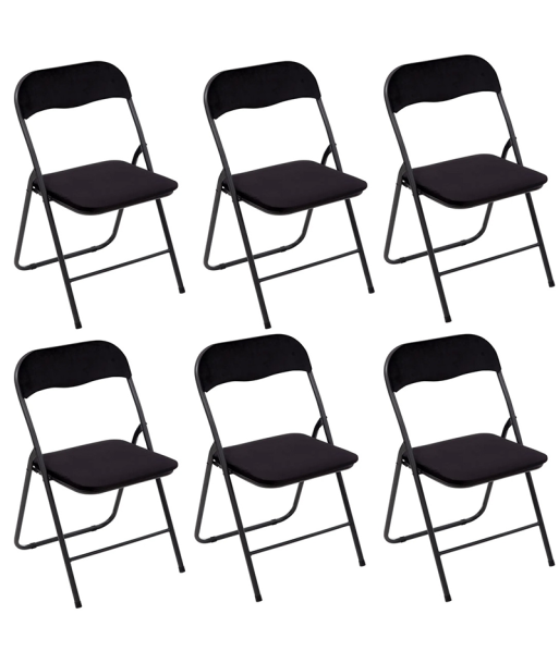 Lot De 6 Chaises En Velours Pliantes Noires vente chaude votre 