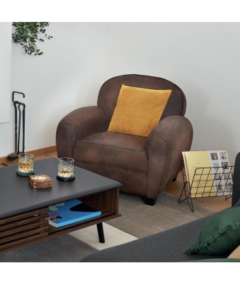 Fauteuil Club Stanis Effet Cuir Marron les muscles