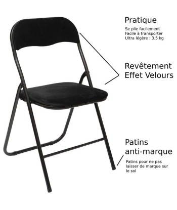 Lot De 6 Chaises En Velours Pliantes Noires vente chaude votre 