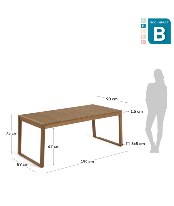 Table de jardin Emili, 190 x 90 cm, bois massif durable online