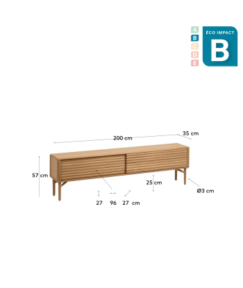 Meuble TV Lenon 200 x 57 cm, bois durable les ligaments