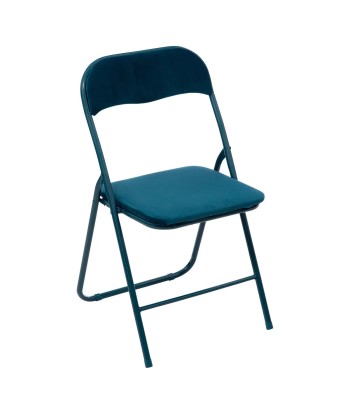 Lot De 6 Chaises En Velours Pliantes Bleu Canard livraison gratuite