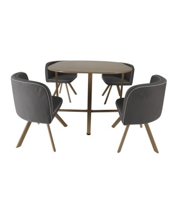 Set Table à manger avec 4 chaises en bois Gris 2024