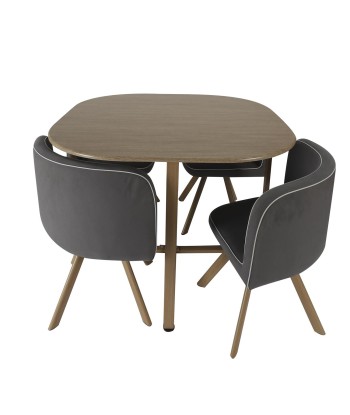 Set Table à manger avec 4 chaises en bois Gris 2024