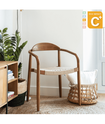 Chaise empilable Nina en corde et bois massif durable de la marque