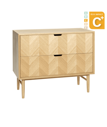 Commode motif chevron en bois durable Long. 80 cm en linge