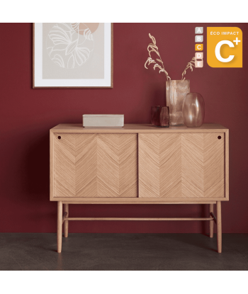 Commode motif chevron en bois durable, Long. 100 cm plus qu'un jeu 