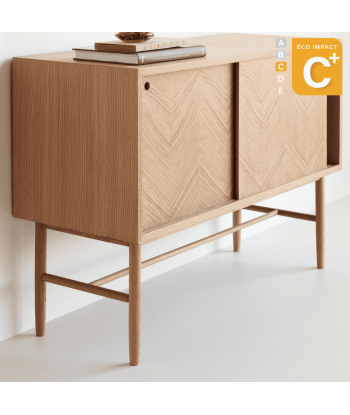 Commode motif chevron en bois durable, Long. 100 cm plus qu'un jeu 