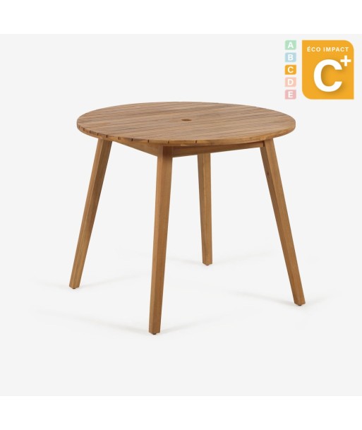 Table de jardin ronde Vilma 4 personnes, en bois massif d'acacia durable, Ø 90 cm livraison gratuite